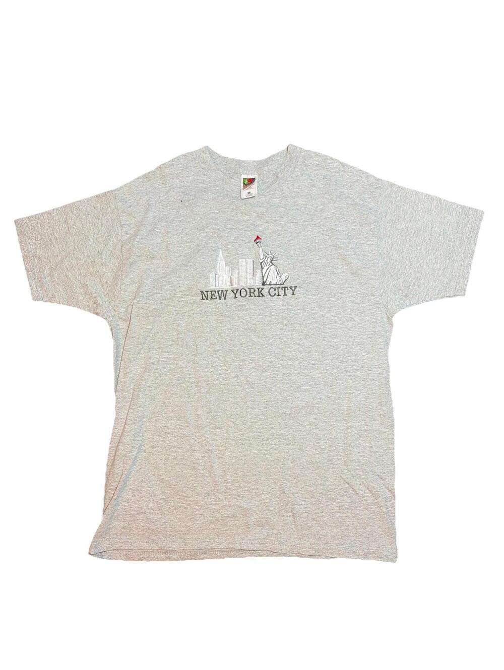 VTG 90s Fruit Of The Loom T Shirt New York City NYC Heavy Cotton Sz XL Grey